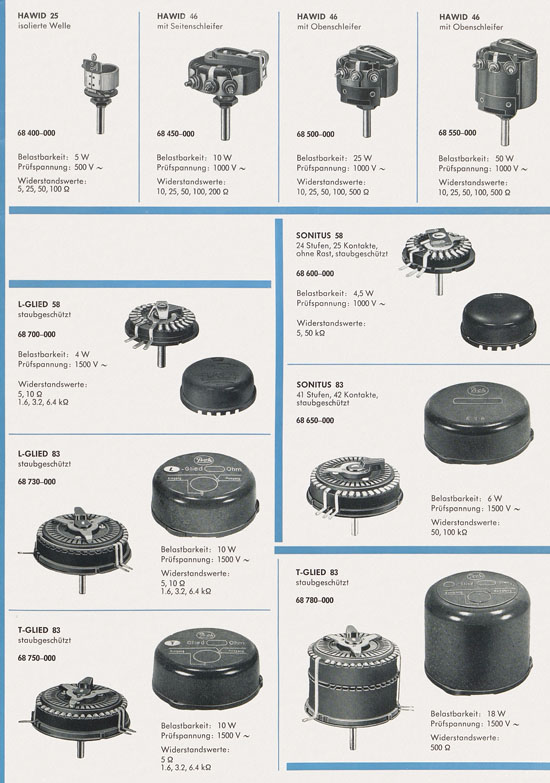 Preh-Werke Katalog Bauelemente 1969