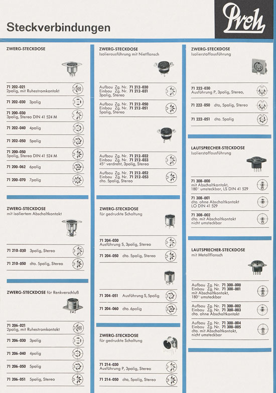 Preh-Werke Katalog Bauelemente 1969