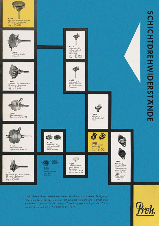 Preh-Werke Prospekt Elektromechanische Bauelemente 1961