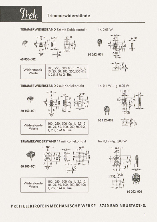 Seite 3 Preh Lagerkatalog 1974-1975