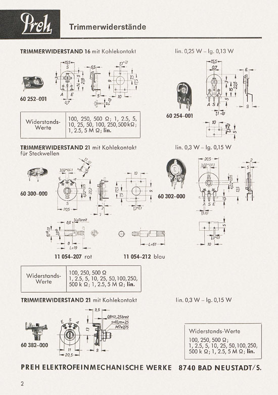 Seite 4 Preh Lagerkatalog 1974-1975