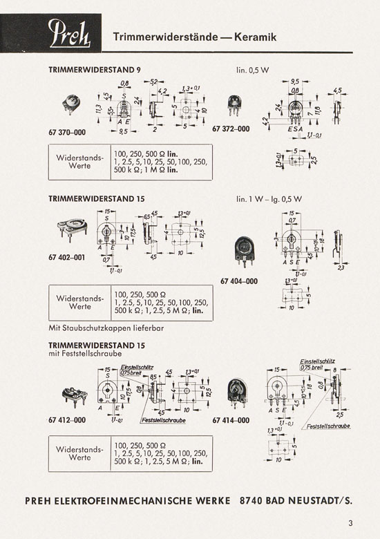 Preh Lagerkatalog 1974-1975