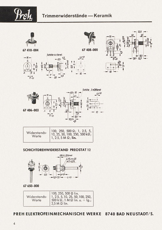 Seite 6 Preh Lagerkatalog 1974-1975
