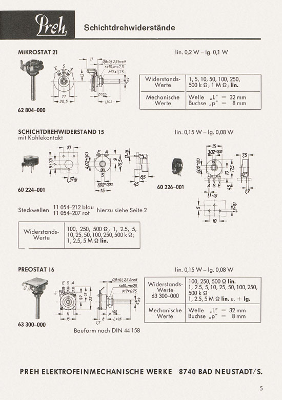 Preh Lagerkatalog 1974-1975