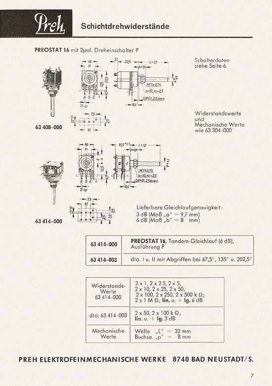 Preh Lagerkatalog 1974-1975