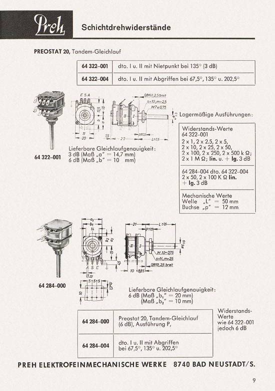 Preh Lagerkatalog 1974-1975