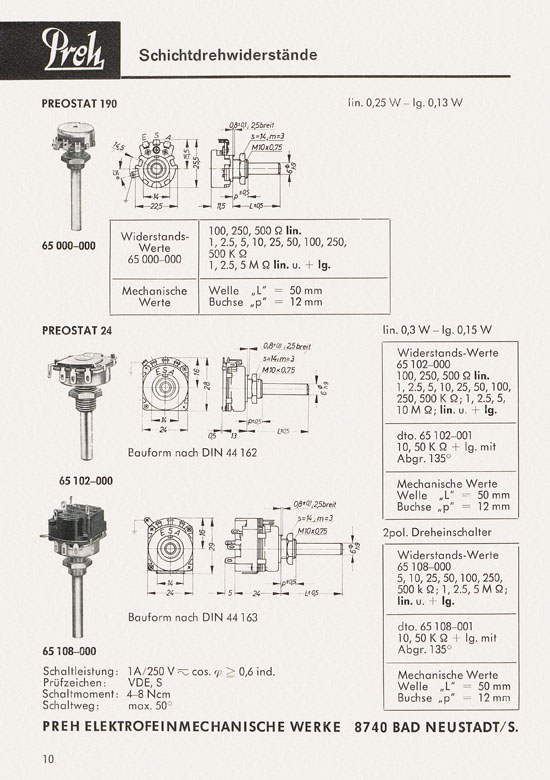 Seite 12 Preh Lagerkatalog 1974-1975