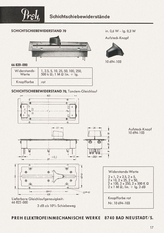 Preh Lagerkatalog 1974-1975