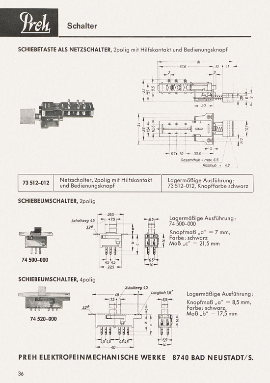 Seite 38 Preh Lagerkatalog 1974-1975