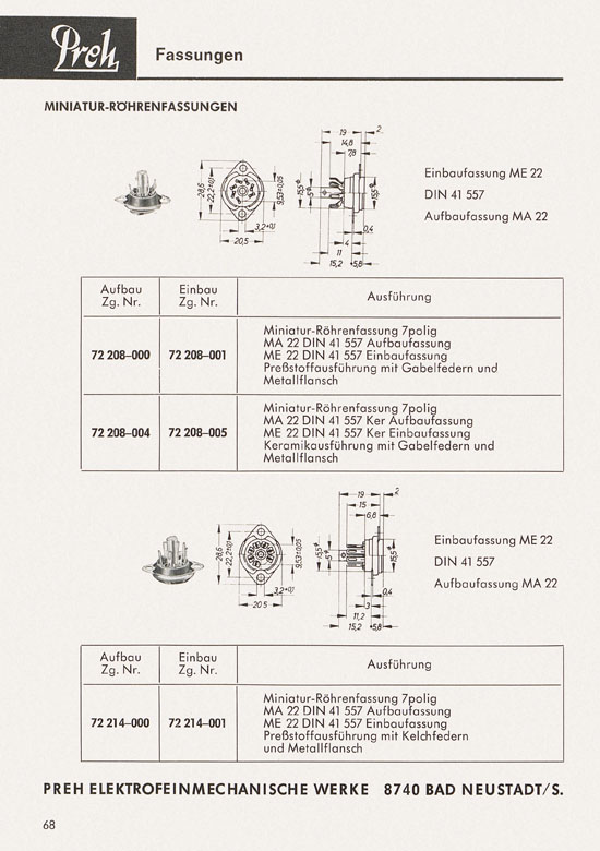 Seite 70 Preh Lagerkatalog 1974-1975