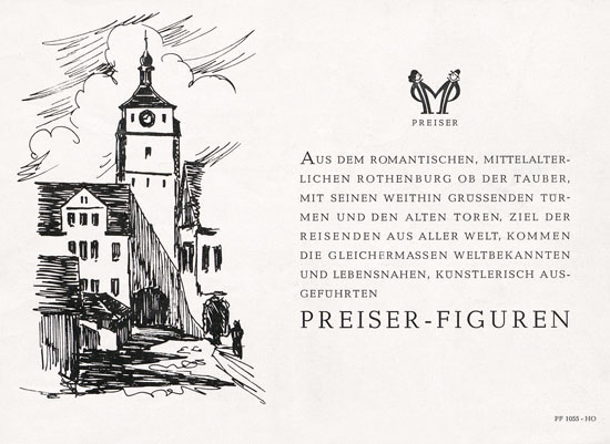 Seite 1 Preiser Katalog 1955, Preiser Figuren, Preiser H0
