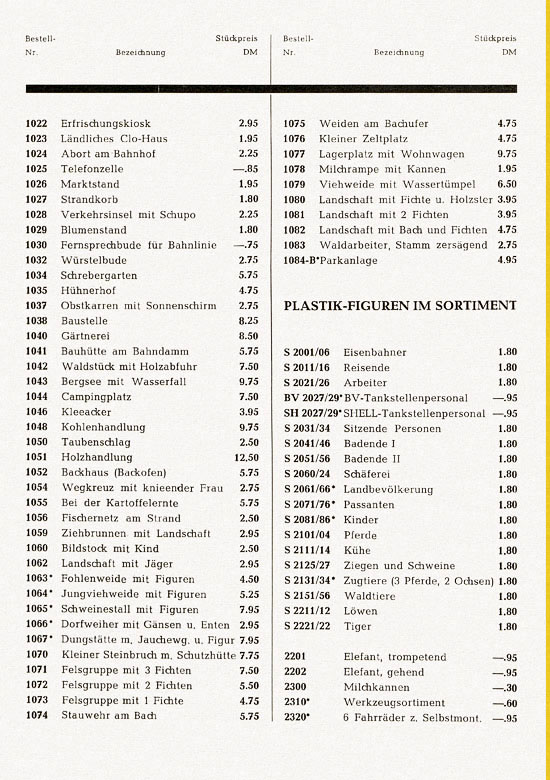 Seite 6 Preiser Modellbahnzubehör Preisliste 1959/60