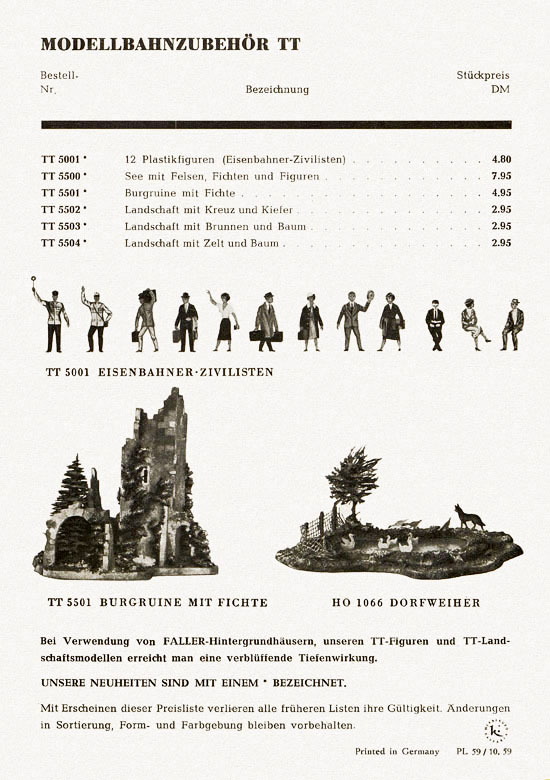 Seite 8 Preiser Modellbahnzubehör Preisliste 1959/60