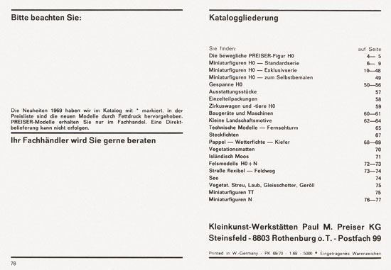 Preiser Katalog 1969-1970