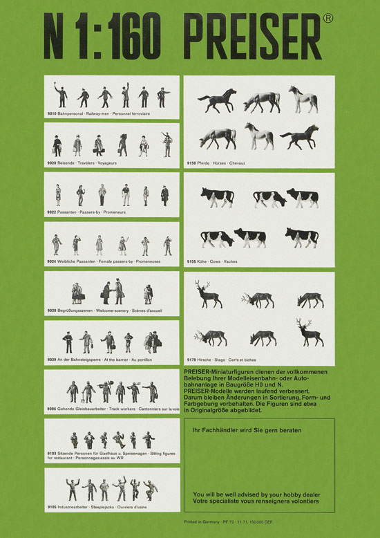 Preiser H0-Figuren Auswahl 1972