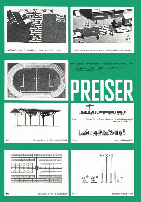 Preiser Katalog-Nachtrag und Neuheiten 1972