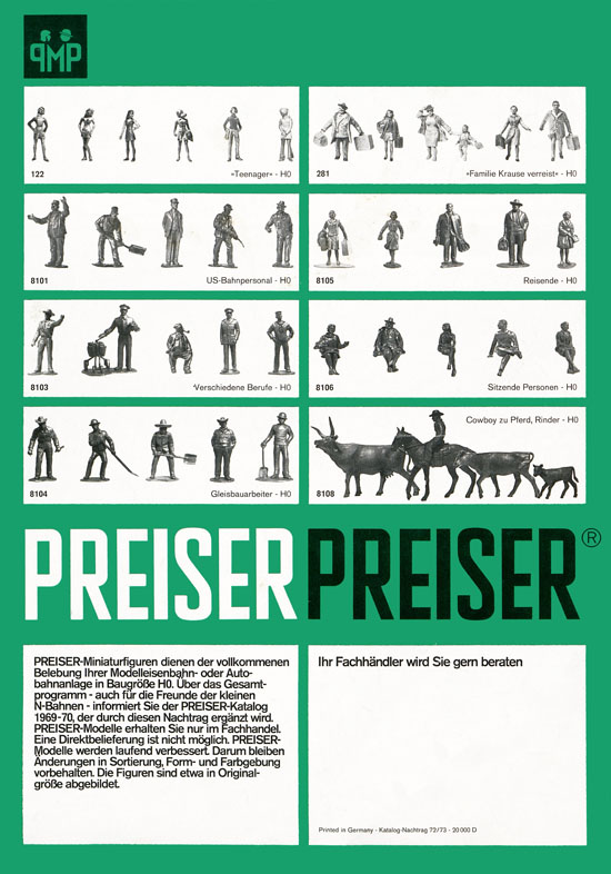 Preiser Katalog-Nachtrag und Neuheiten 1972