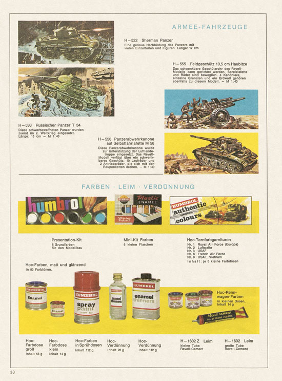 Revell Hobby Modelle Katalog 1968