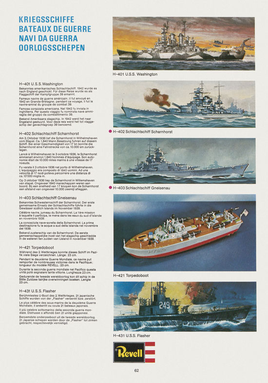 Seite 62 Revell Hobby Katalog 1975