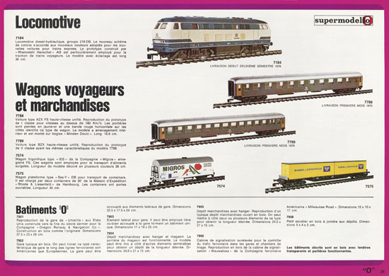 Rivarossi Catalogue des nouveautés et des garnitures 1976