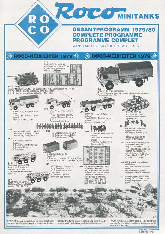 ROCO Minitanks Gesamtprogramm 1979-1980