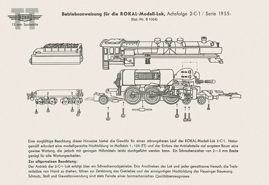 Rokal TT-Modellbahn Betriebsanweisungen 1958