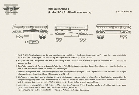 Rokal TT-Modellbahn Betriebsanweisungen 1958