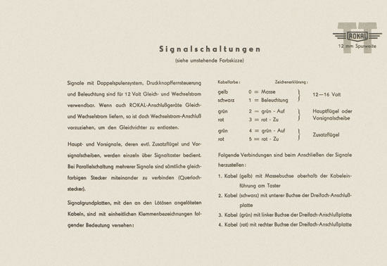 Rokal TT-Modellbahn Betriebsanweisungen 1958