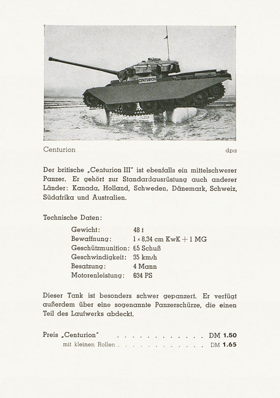 Roskopf Miniatur-Modelle Modellübersicht Panzer 1956