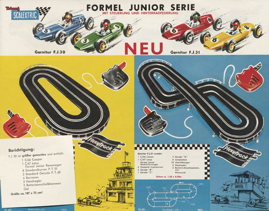 Scalextric Elektrisches Miniatur Autorennen Katalog 1963