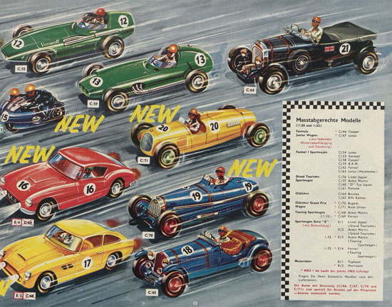 Scalextric Elektrisches Miniatur Autorennen Katalog 1963