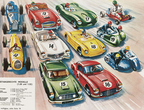 Seite 13 Scalextric Elektrisches Miniatur Autorennen Katalog 1964