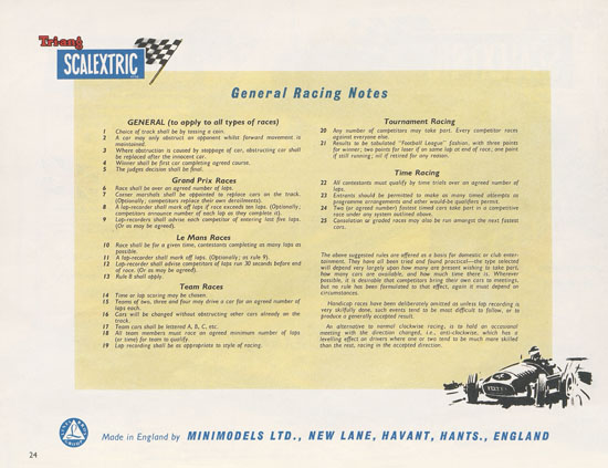 Seite 24 Scalextric Miniature Electric Motor Racing 1961