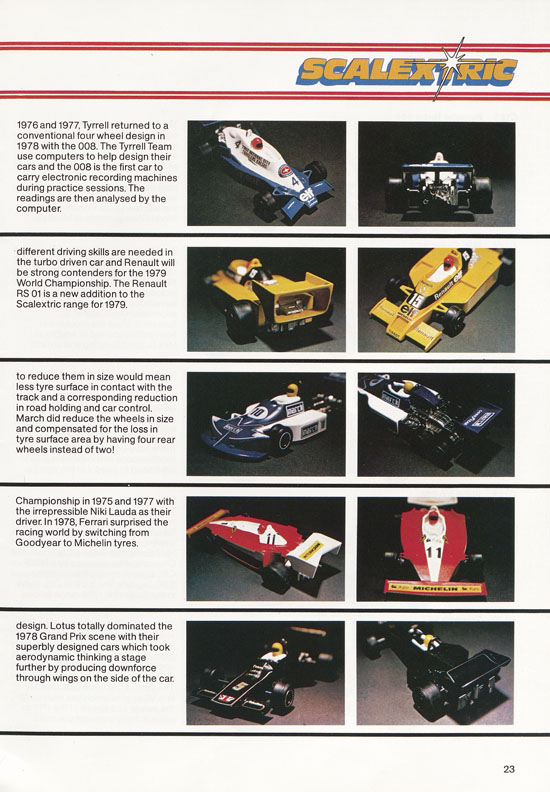 Scalextric Electric Motor Racing catalogue 1979