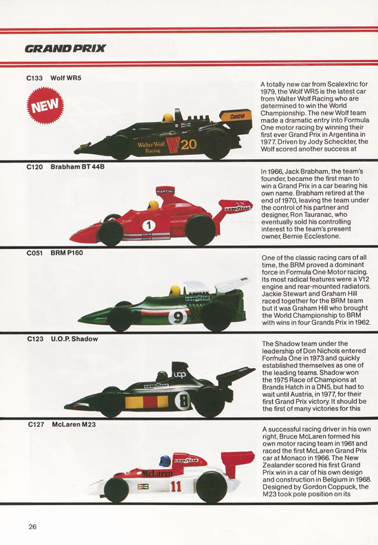 Scalextric Electric Motor Racing catalogue 1979