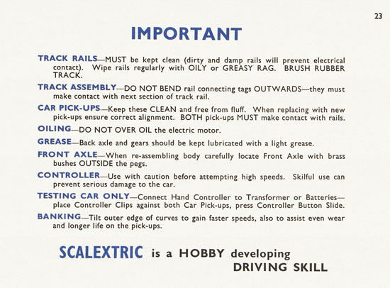 Scalextric Instruction manual 1962