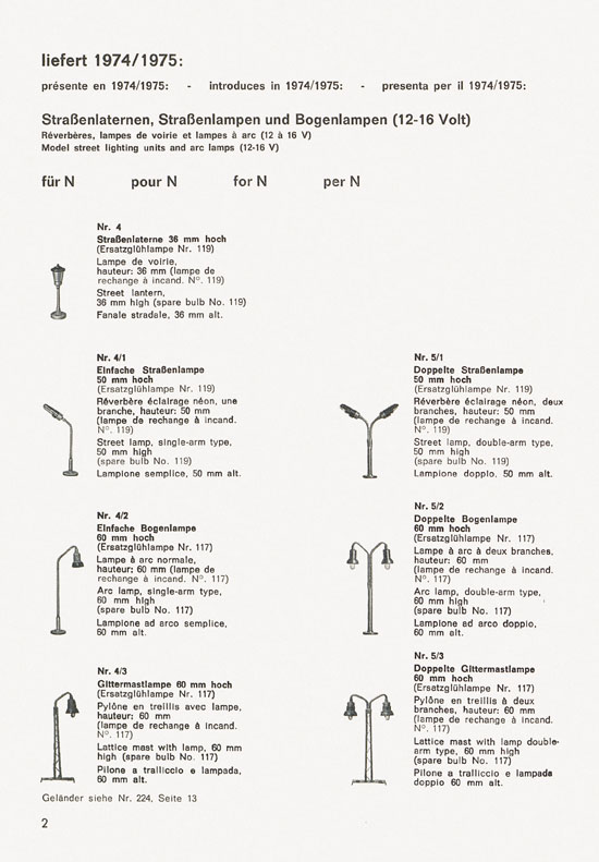 Schneider Modellbahnzubehör Katalog 1974-1975