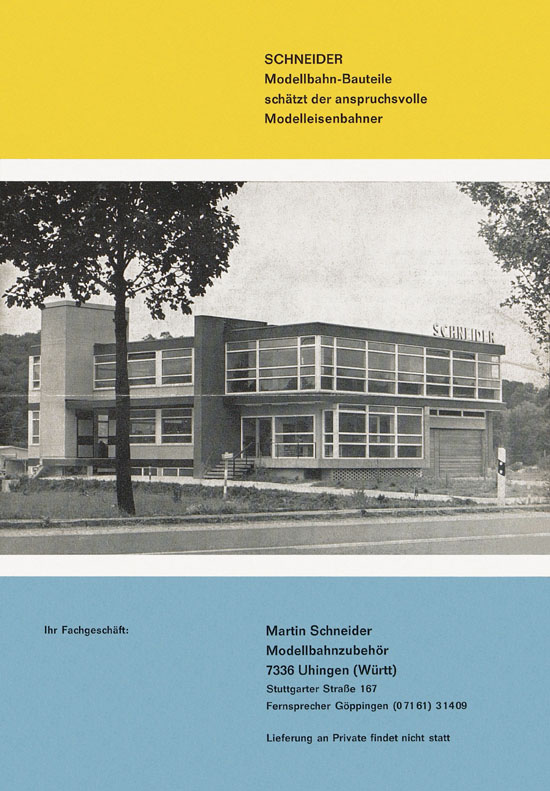 Schneider Modellbahnzubehör Katalog 1974-1975