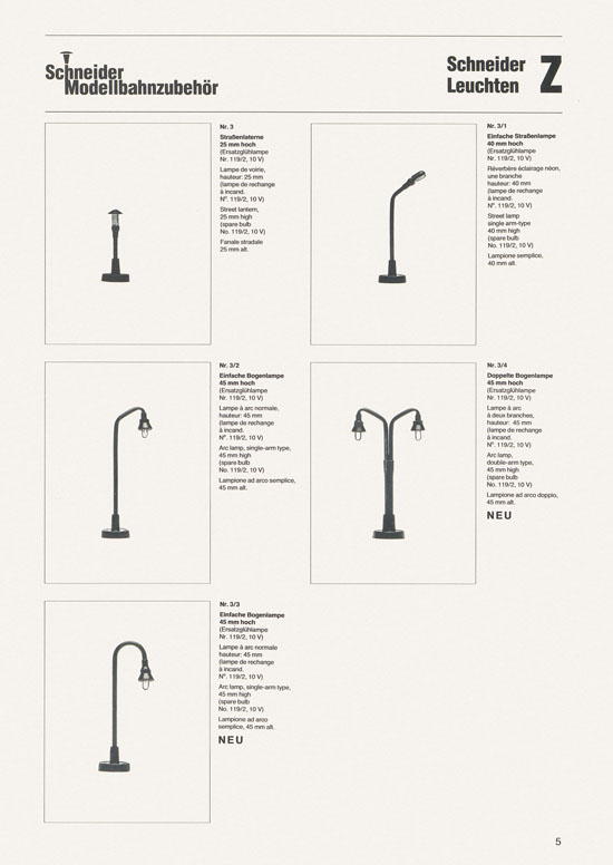 Schneider Modellbahnzubehör Katalog 1981-1982