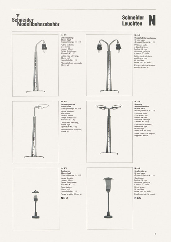 Schneider Modellbahnzubehör Katalog 1981-1982