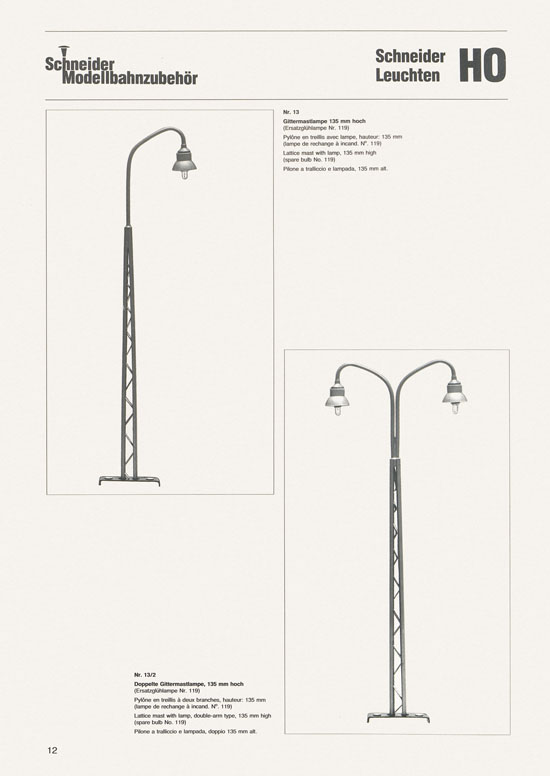 Schneider Modellbahnzubehör Katalog 1981-1982