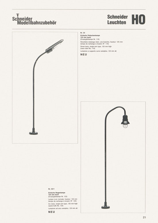 Schneider Modellbahnzubehör Katalog 1981-1982