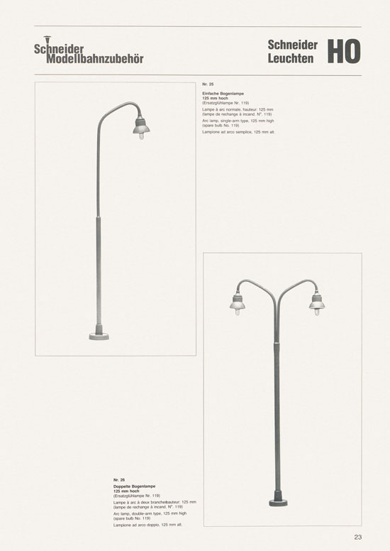 Schneider Modellbahnzubehör Katalog 1981-1982