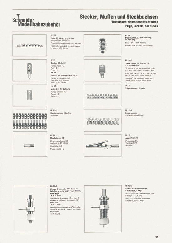 Schneider Modellbahnzubehör Katalog 1981-1982