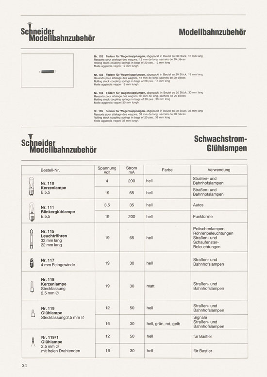 Schneider Modellbahnzubehör Katalog 1981-1982