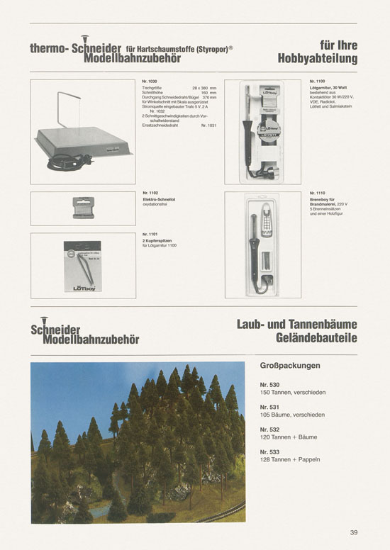 Schneider Modellbahnzubehör Katalog 1981-1982