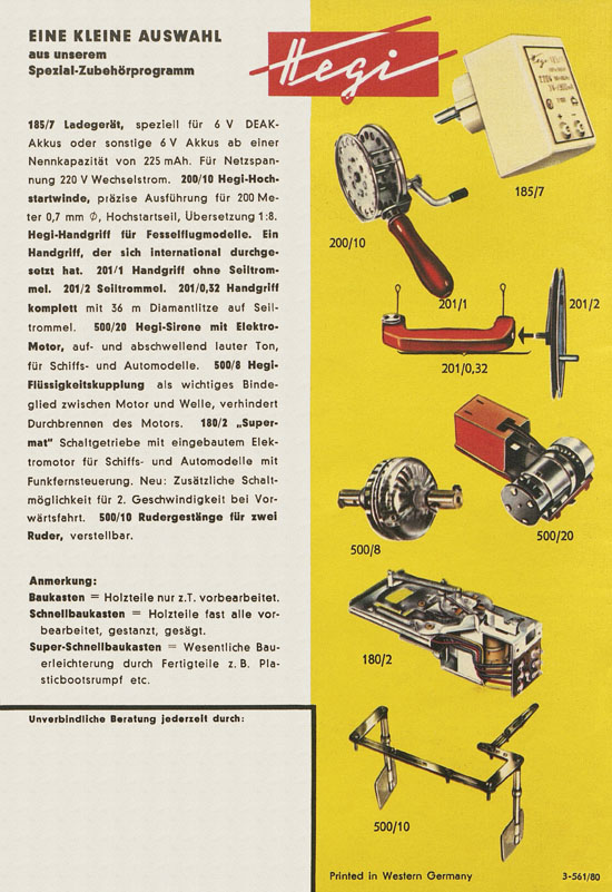 Schuco Hegi Modellbau Katalog 1961