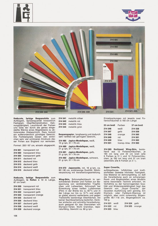 Hegi Modellbau Katalog 1976