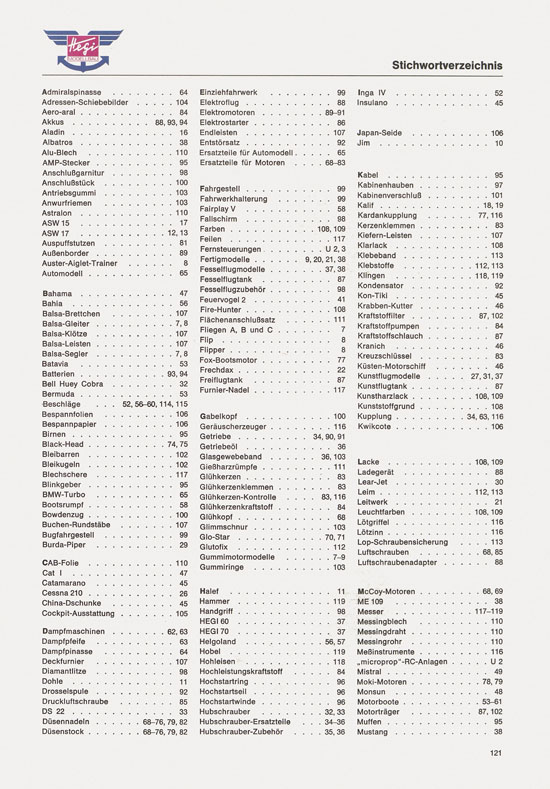 Hegi Modellbau Katalog 1976