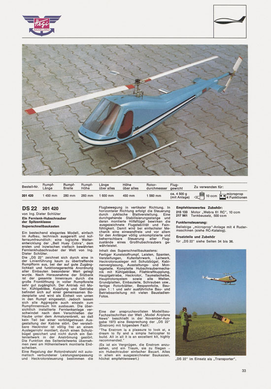 Hegi Modellbau Katalog 1976